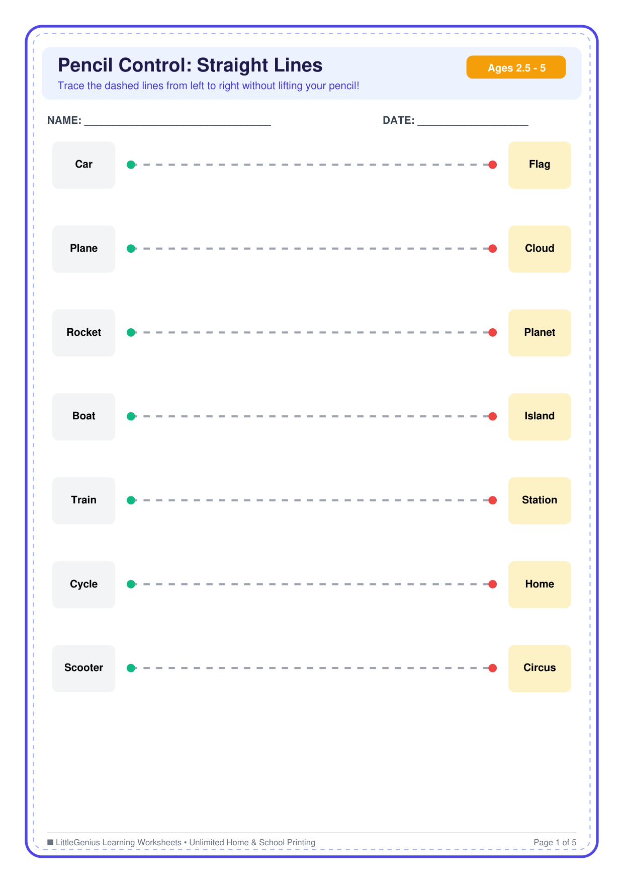 Pencil Control Worksheet Preview
